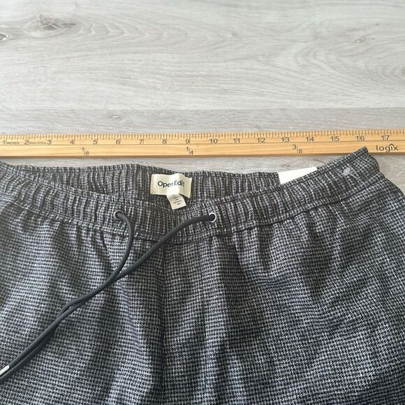 Open Edit Nordstrom Cropped Pull On Pants Black Houndstooth L NWT - Picture 5 of 8